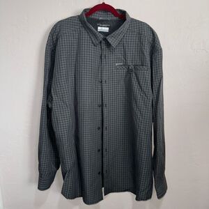 Columbia Shirt Men's Black Plaid OMNI-SHADE Button Up Long Sleeve Outdoor